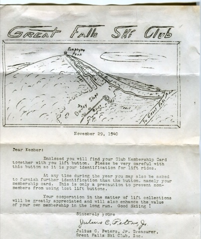 1940 Ski Club Map handdrawn