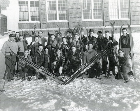 The 1939 Ski Club early members, skis crossed