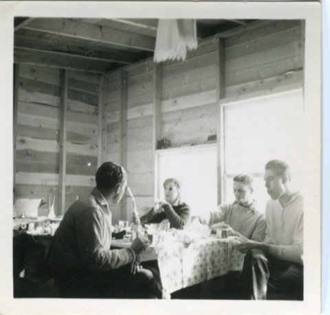 1945 Men inside Bovey Motor Shack