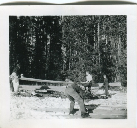 1947 Handhewn Lumber for New Lodge