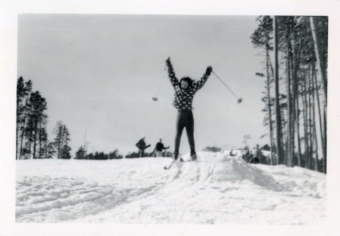 1966 — Cindy Hall mid-jump, arms in the air