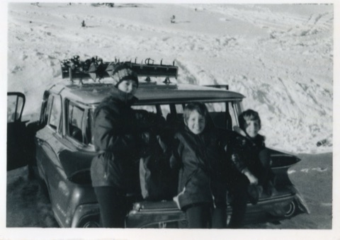 1966 Kids near car at hill