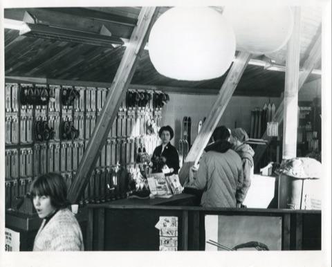 1964 Ski Hut Betty Hasterlik with boot straighteners behind her2