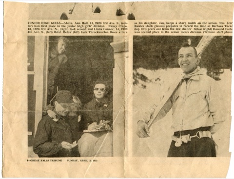 1955 Jack Throckmorton, Jan Throckmorton, Howard Farley — News article in the Great Falls Tribune