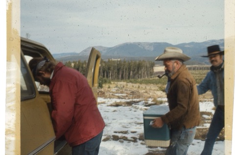 1974 Film Crew at Showdown loading up truck with George Willett on right hand side