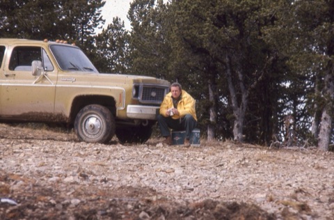 1974 Film Crew at Showdown man taking a break