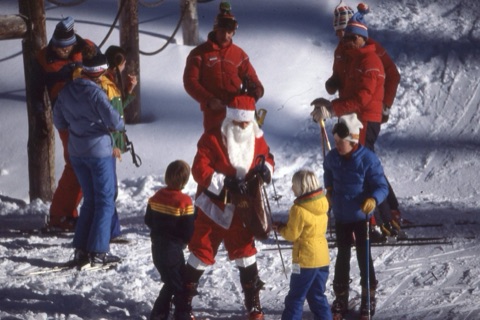 1980s Santa and kids