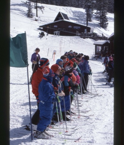 1980s Ski School Group near Poma Lift