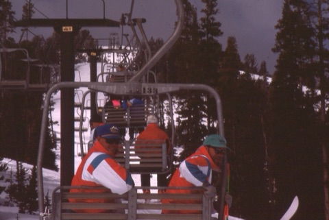 1980s unknown men on chairlift