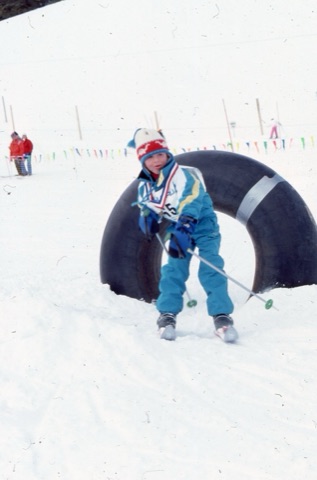 1989 Charley Willett going through obstacle course tire