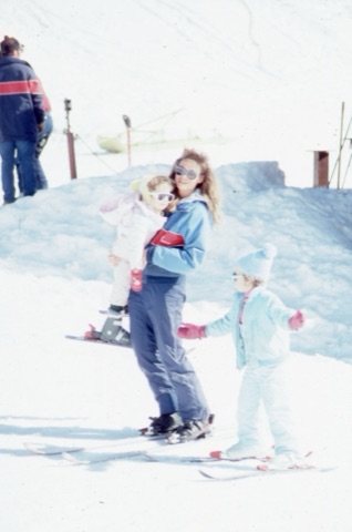 1989 Kara Gordon with 2 kids in learning area