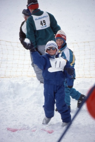 1989 unknown kid throwing snow, Charley Willett in background