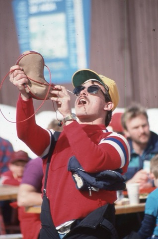 1989 unknown man drinking water out of cantene