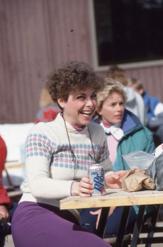 1989 unknown woman on deck with Dr Pepper