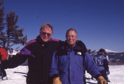 1990s Bill Beacher and George Willett on the top of the mountain