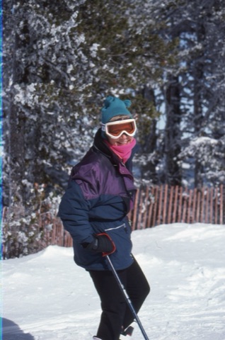 1990s Claudia Hall Smiling on Skiis