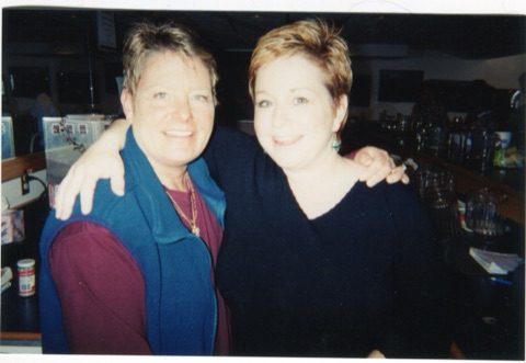 1990s Diane Carter and katie Boedecker in bar