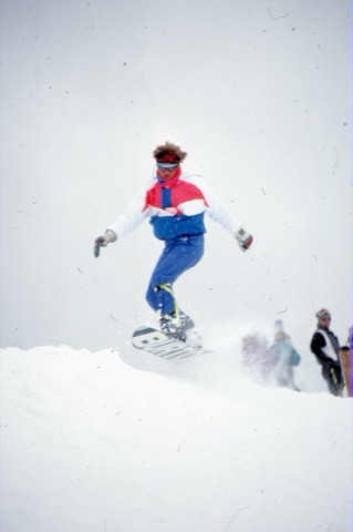 1990s Frank Feeback snowboard jump