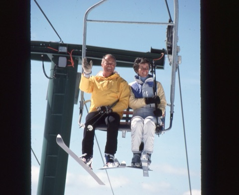 1990s George and Margie on lift