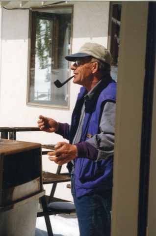 1990s Jerry Solberg on deck with pipe