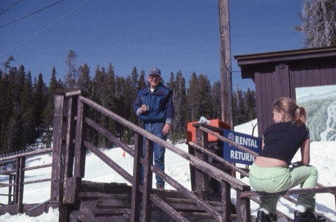 1990s Jerry Solberg on rental deck smiling