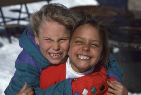 1990s Jessica Airhart and Nicole Airhart smiling