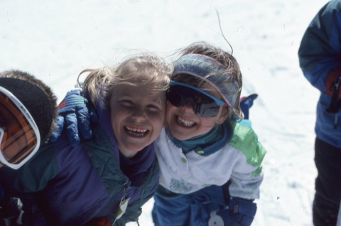 1990s Jessica Airhart and Whitney Rostad smiling