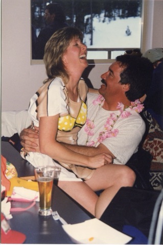 1990s Jim Gold and Pam Gold in bar laughing