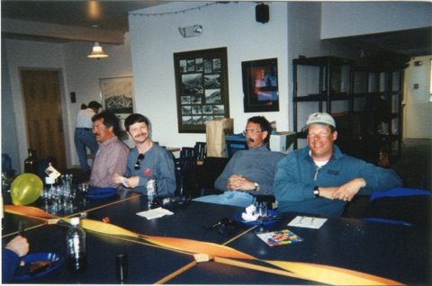 1990s Jim Gold, Phil Glaspie, Bill "Idaho" Trenberth, unknown man in bar