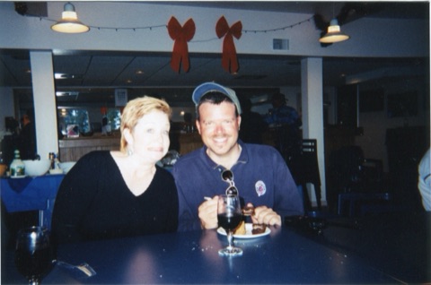 1990s Katie Boedecker and unknown man in bar