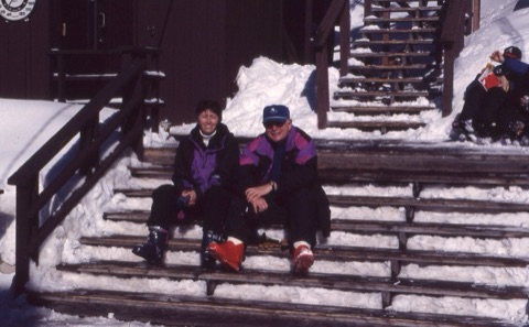 1990s Margie Willett and Bill Beacher on deck stairs