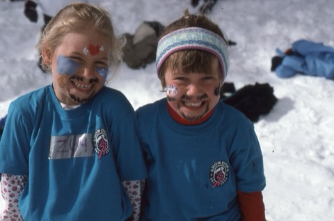 1990s Nicole Airhart and Whitney Rostad face painted