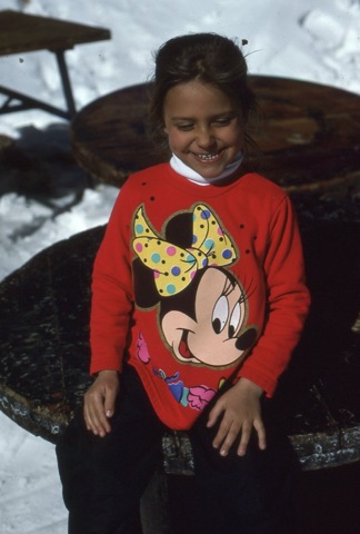1990s Nicole Airhart near lodge