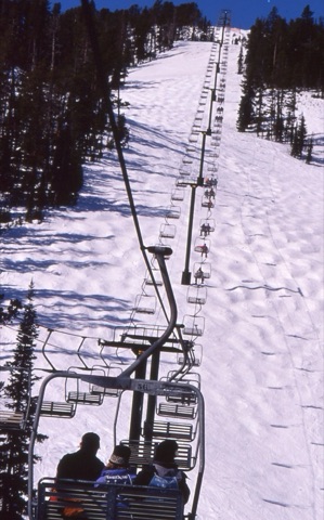 1990s Scenic shot of triple chairlift