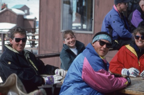 1990s Scott Dvorak, unknown female, unknown male, unknown female on bar deck