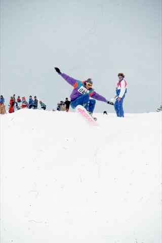 1990s Snowboard comp, Frank Feeback judging
