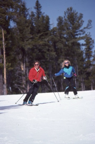 1990s Todd Johnson and unknown woman skiing
