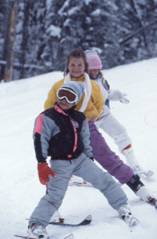 1990s Whitney Rostad and 2 unknown skiers