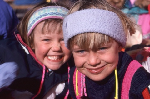 1990s Whitney and Julie rostad smiling