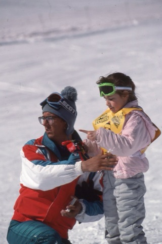 1990s unknown Ski instructor and kid in Ski Wee bib