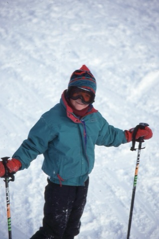 1990s unknown boy on skiis smiling
