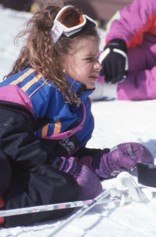 1990s unknown girl with goggles on her head