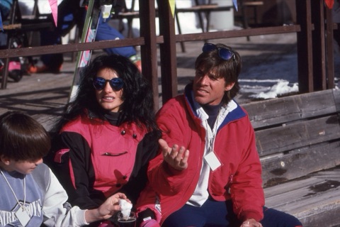 1990s unknown kid, woman, man on deck talking