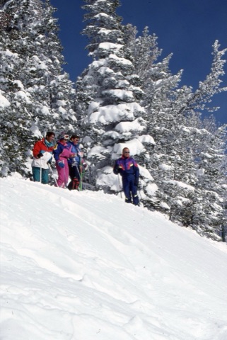1990s unknown, Margie Willett, Lyle Cigler, and George Willett on the mountain