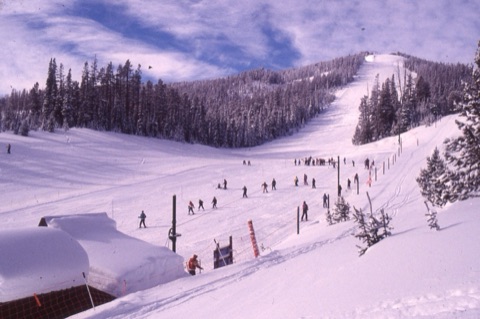 1990s view of Big 7 from behind rope tow