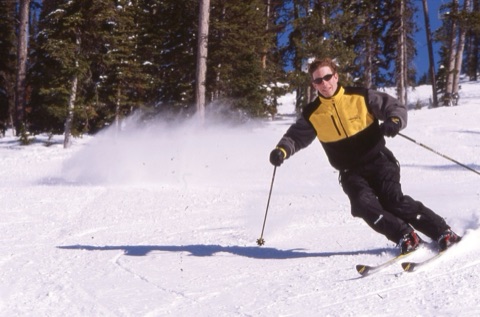 1997 Steve Grochelle skiing and smiling
