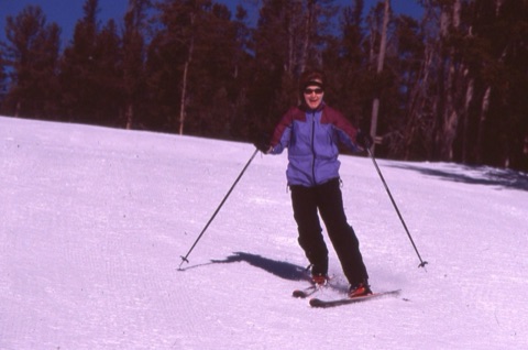2000s Bonnie Noble skiing and smiling