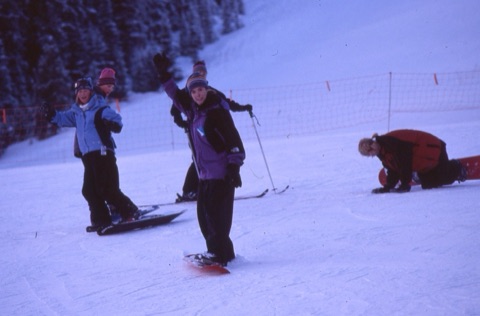2000s Jamie Hurd (Willett), Avery Patrick (Gold) and Alice Katzenberger snowboarding