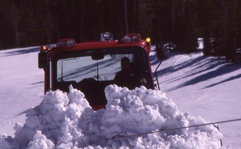 2000s Joe Pinski in snowcat on winch