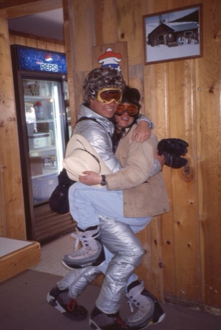 2000s Joe Pope and unknown person hugging Tacky Attire Day